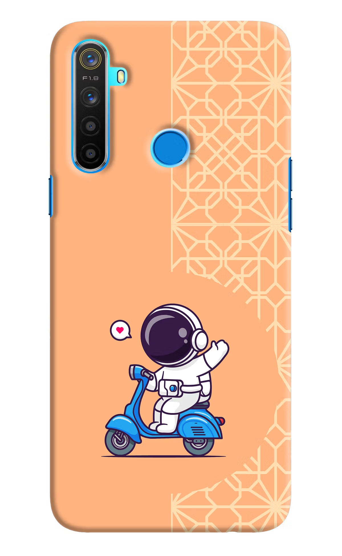 Cute Astronaut Riding Realme 5/5i/5s Hard Case Back Cover by Casekaro