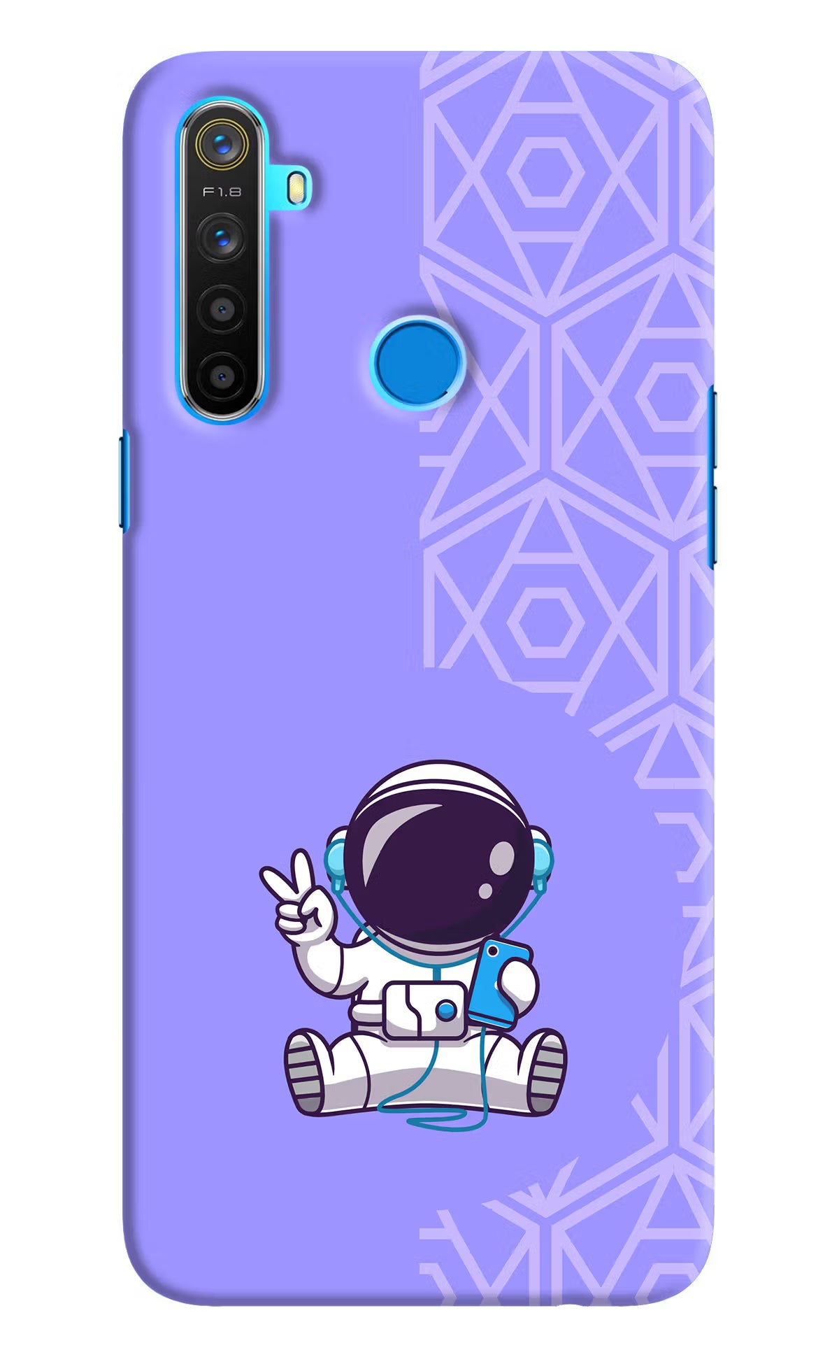 Cute Astronaut Chilling Realme 5/5i/5s Hard Case Back Cover by Casekaro