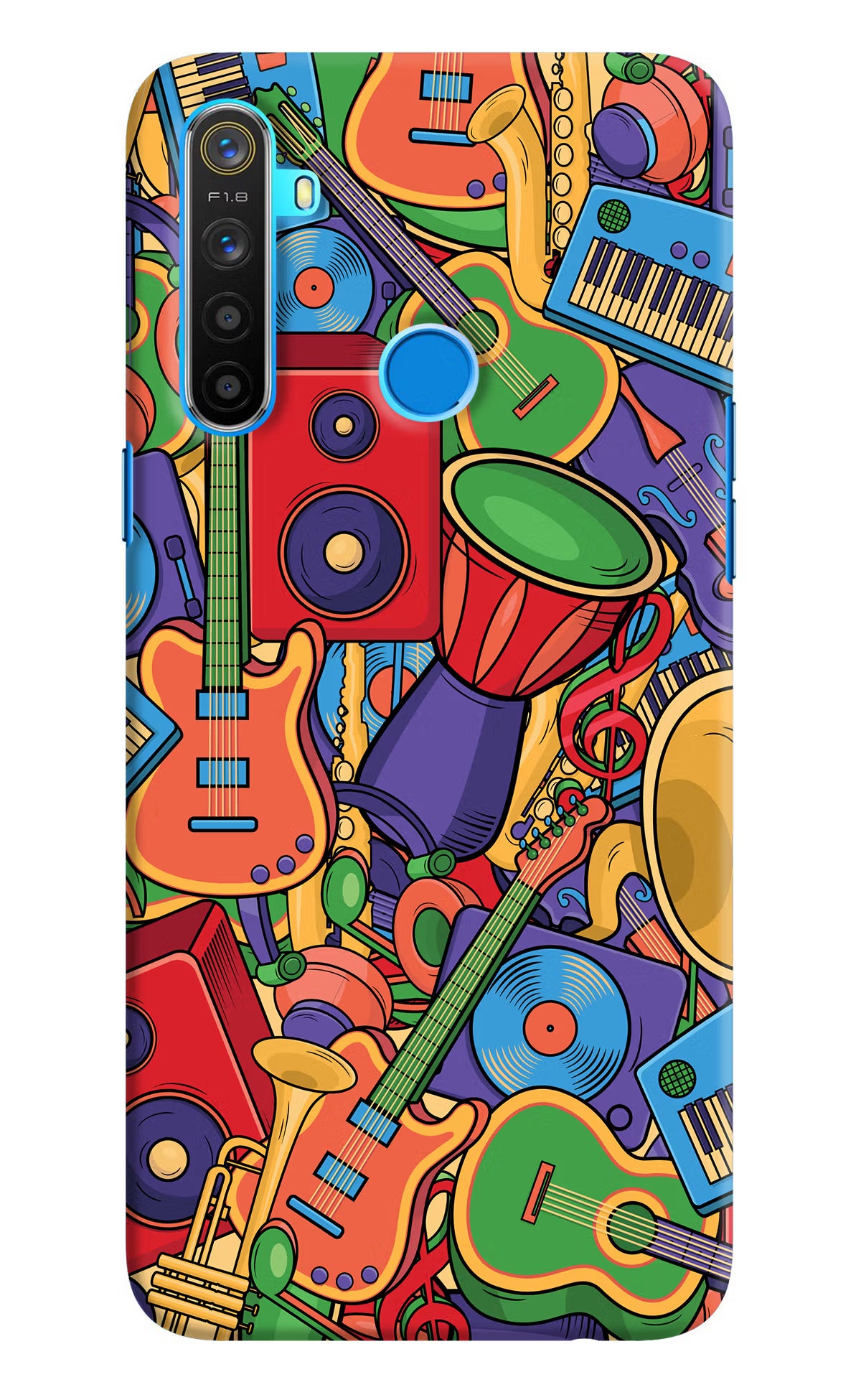 Music Instrument Doodle Realme 5/5i/5s Hard Case Back Cover by Casekaro