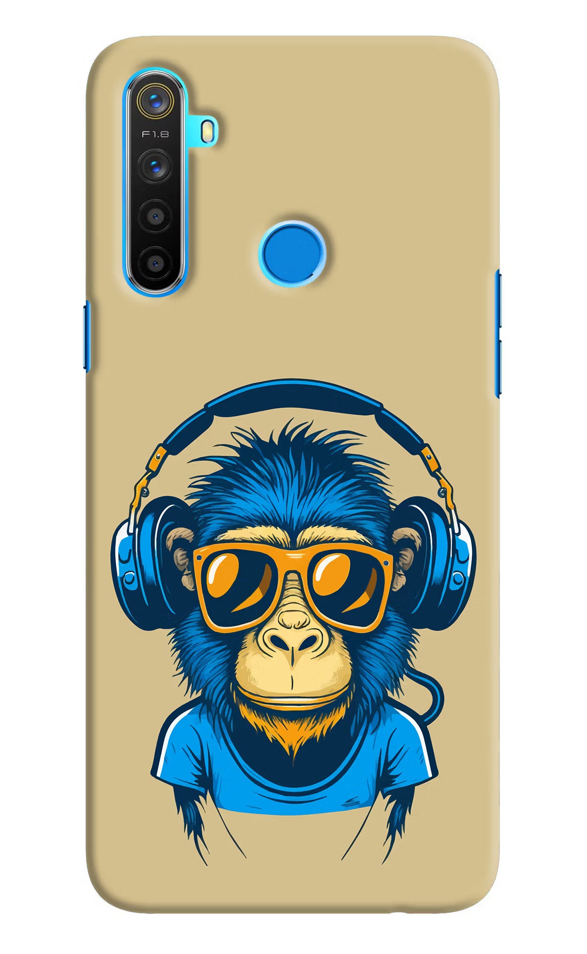 Monkey Headphone Realme 5/5i/5s Hard Case Back Cover by Casekaro