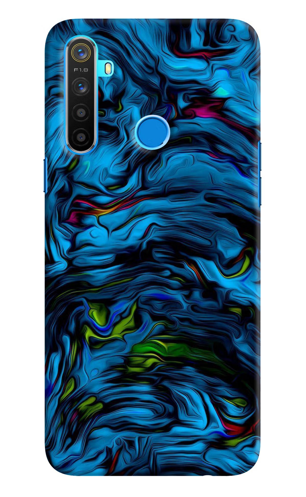 Dark Blue Abstract Realme 5/5i/5s Hard Case Back Cover by Casekaro