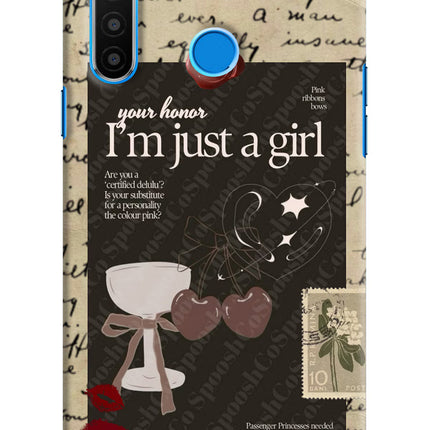 I am just a girl Realme 5/5i/5s Hard Case Back Cover by Casekaro