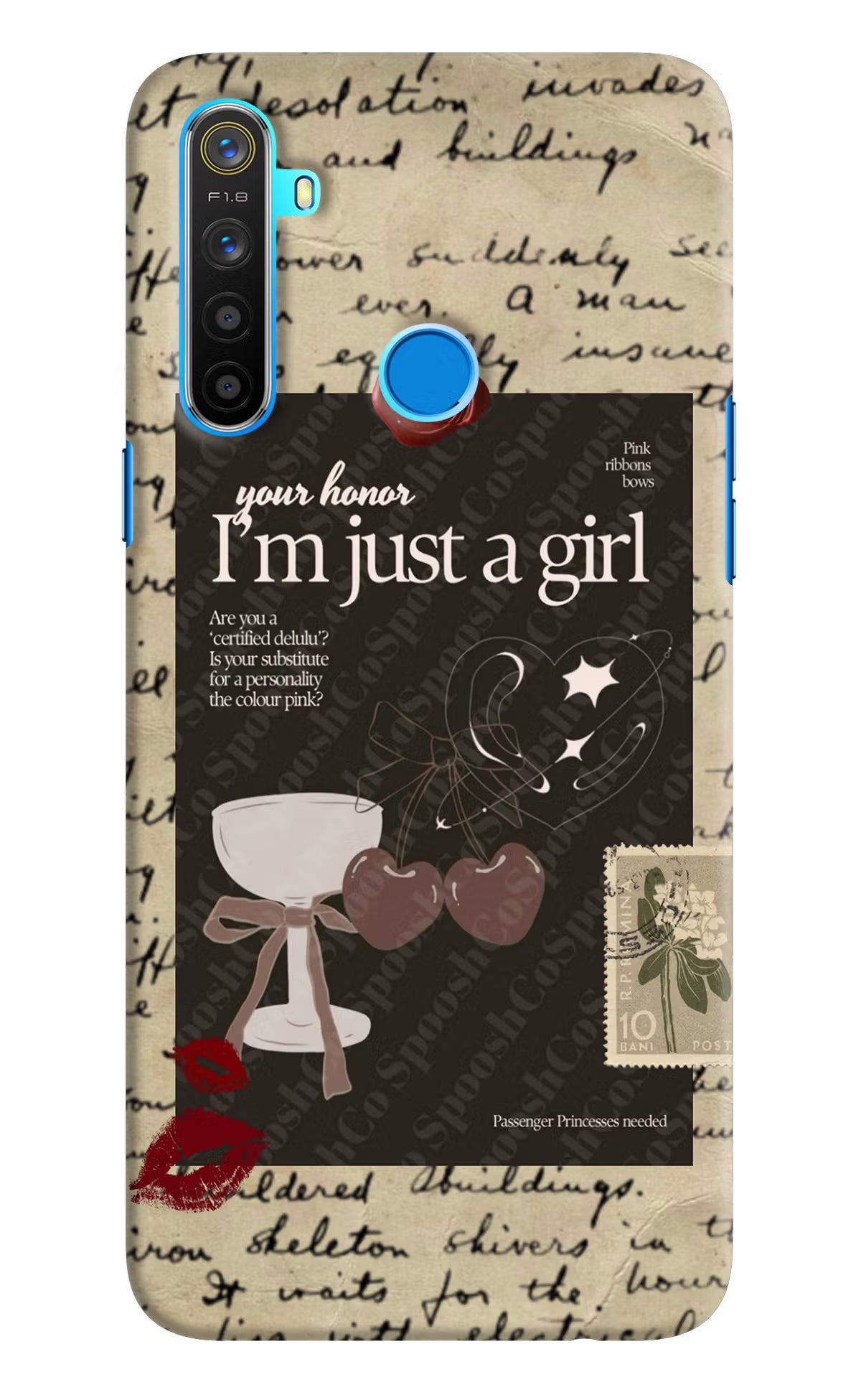 I am just a girl Realme 5/5i/5s Hard Case Back Cover by Casekaro