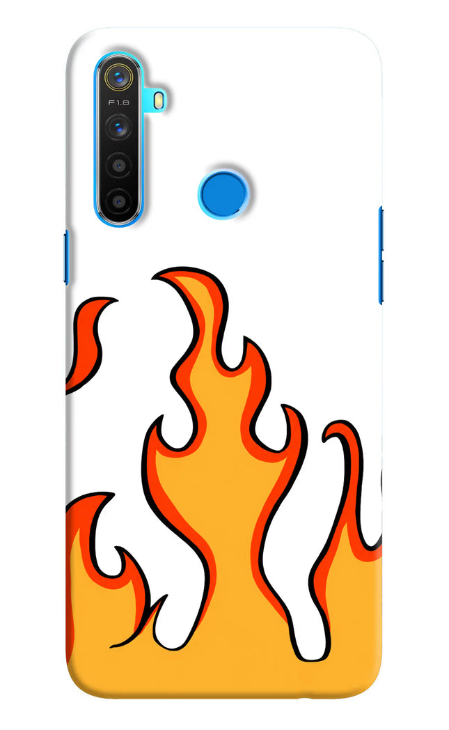 Fired Up – White Realme 5/5i/5s Hard Case Back Cover by Casekaro