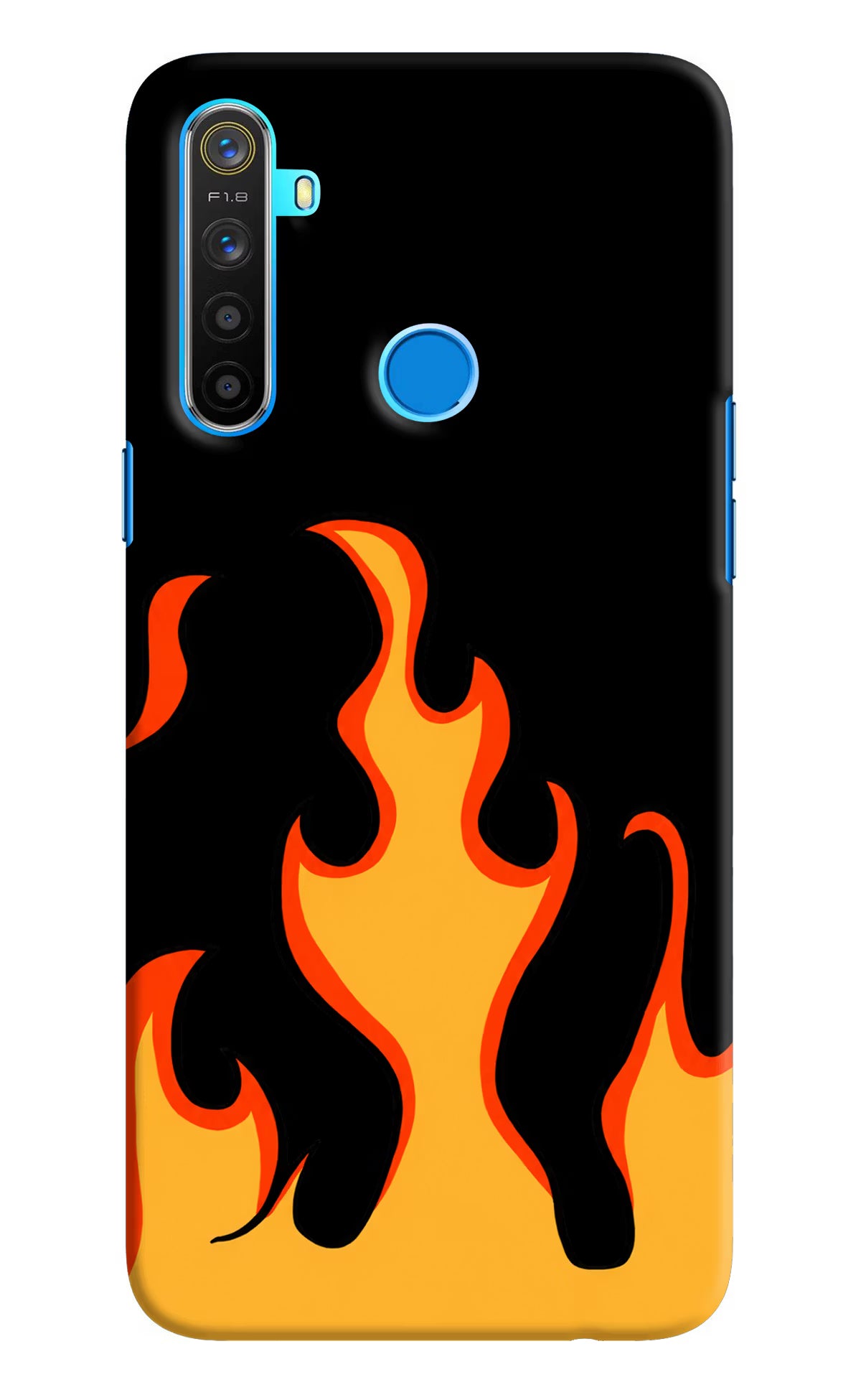 Fired Up – Black Realme 5/5i/5s Hard Case Back Cover by Casekaro