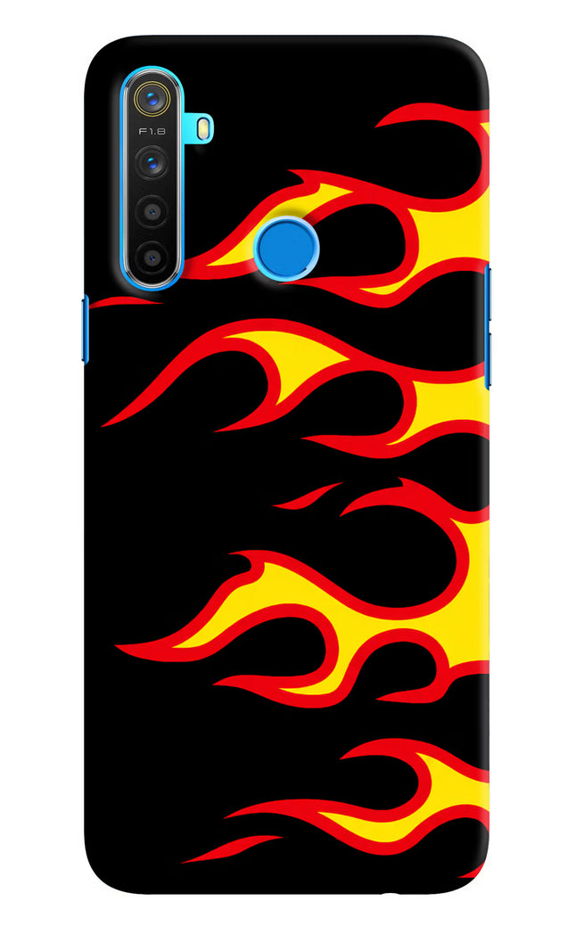 Side Sweep Flames Realme 5/5i/5s Hard Case Back Cover by Casekaro