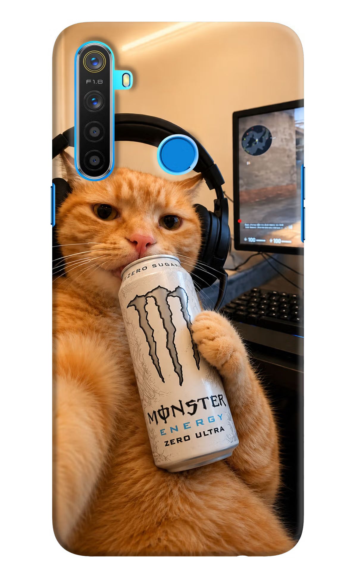Gamer Cat Energy Realme 5/5i/5s Back Cover