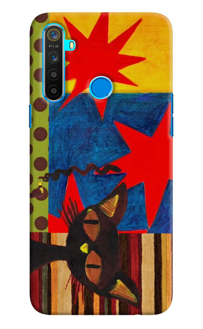 Pop Cat Realme 5/5i/5s Hard Case Back Cover by Casekaro