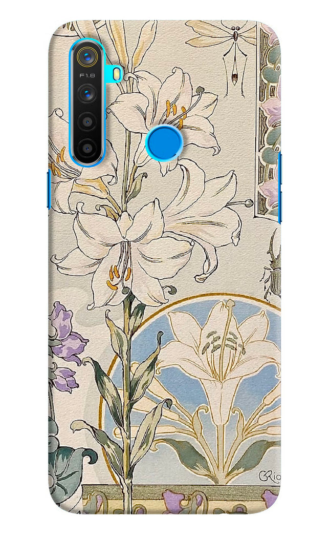 White Lily Realme 5/5i/5s Hard Case Back Cover by Casekaro