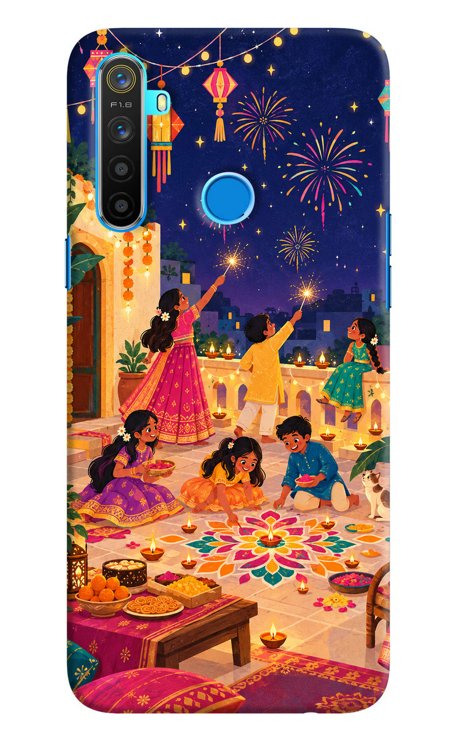Diwali Night Realme 5/5i/5s Back Cover, Hard case