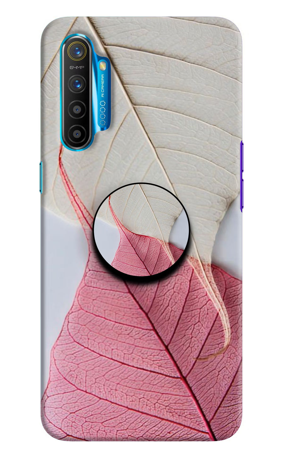 White Pink Leaf Realme XT/X2 Pop Case, Hard case