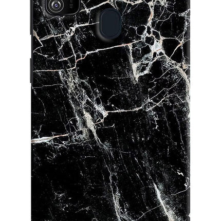 Black Marble Texture Samsung M30s Hard Case Back Cover by Casekaro