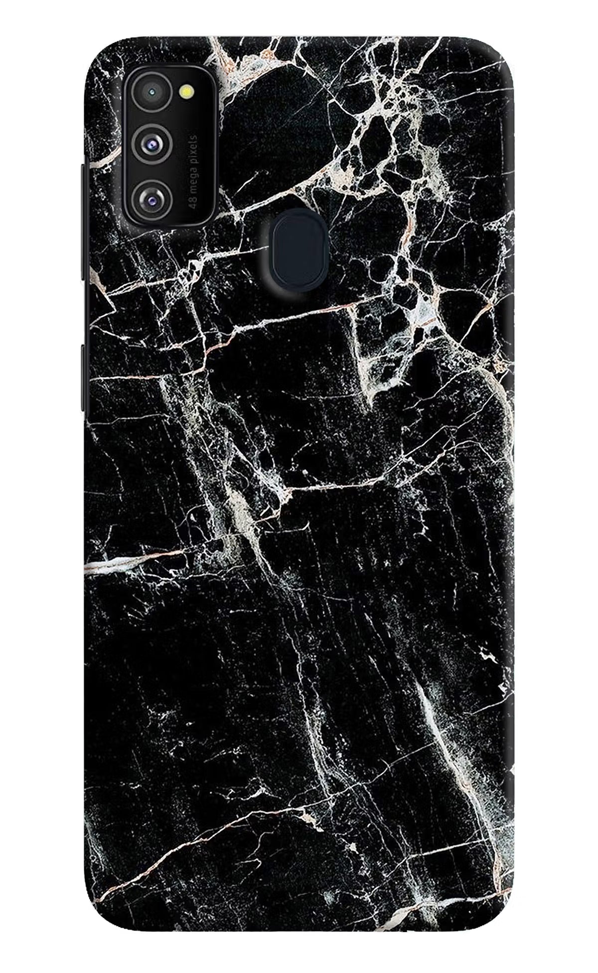 Black Marble Texture Samsung M30s Hard Case Back Cover by Casekaro