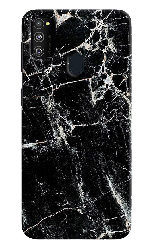 Black Marble Texture Samsung M30s Hard Case Back Cover by Casekaro