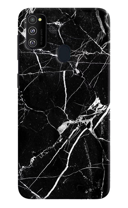Black Marble Pattern Samsung M30s Hard Case Back Cover by Casekaro