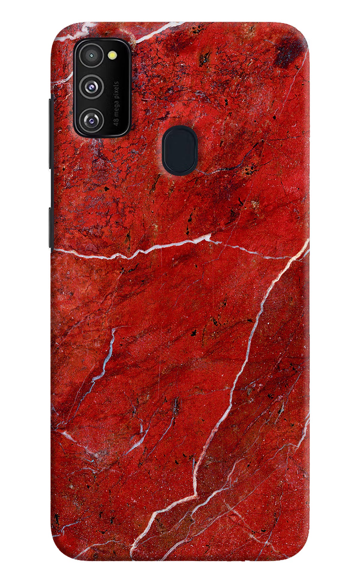 Red Marble Design Samsung M30s Hard Case Back Cover by Casekaro