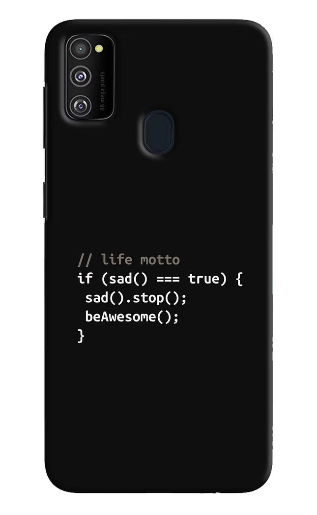Life Motto Code Samsung M30s Hard Case Back Cover by Casekaro