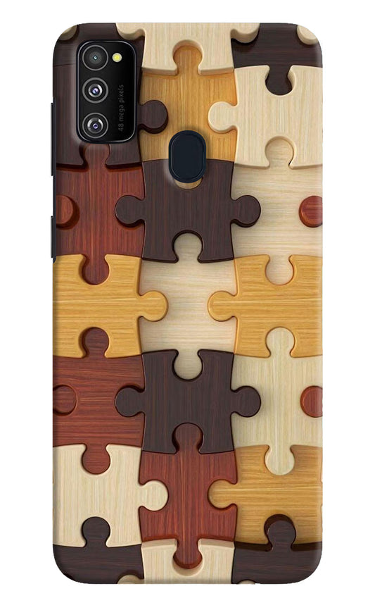 Wooden Puzzle Samsung M30s Hard Case Back Cover by Casekaro