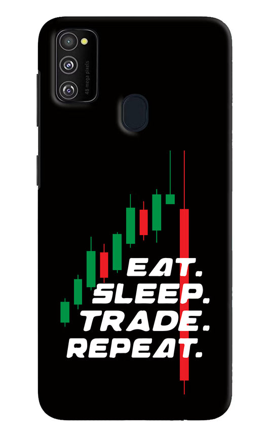 Eat Sleep Trade Repeat Samsung M30s Hard Case Back Cover by Casekaro