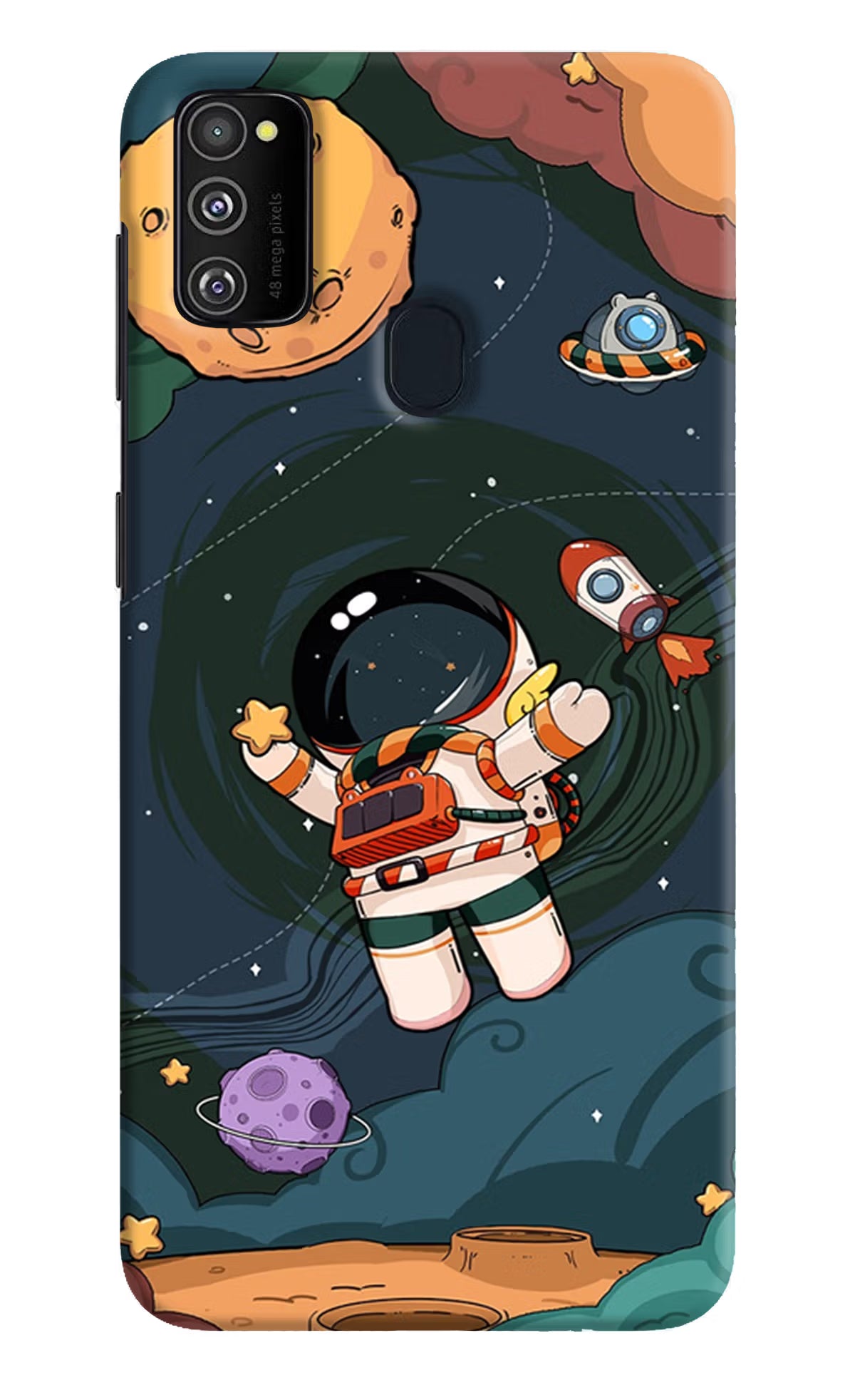 Cartoon Astronaut Samsung M30s Hard Case Back Cover by Casekaro