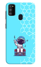 Cute Astronaut Chilling Samsung M30s Hard Case Back Cover by Casekaro
