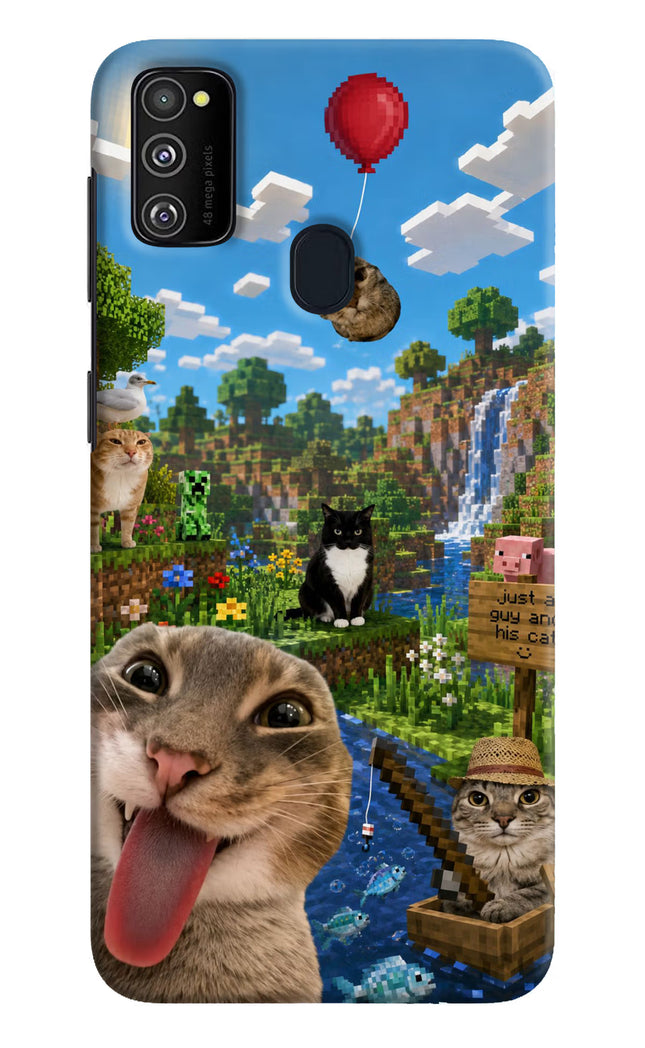 Minecraft Cat Chaos Samsung M30s Hard Case Back Cover by Casekaro