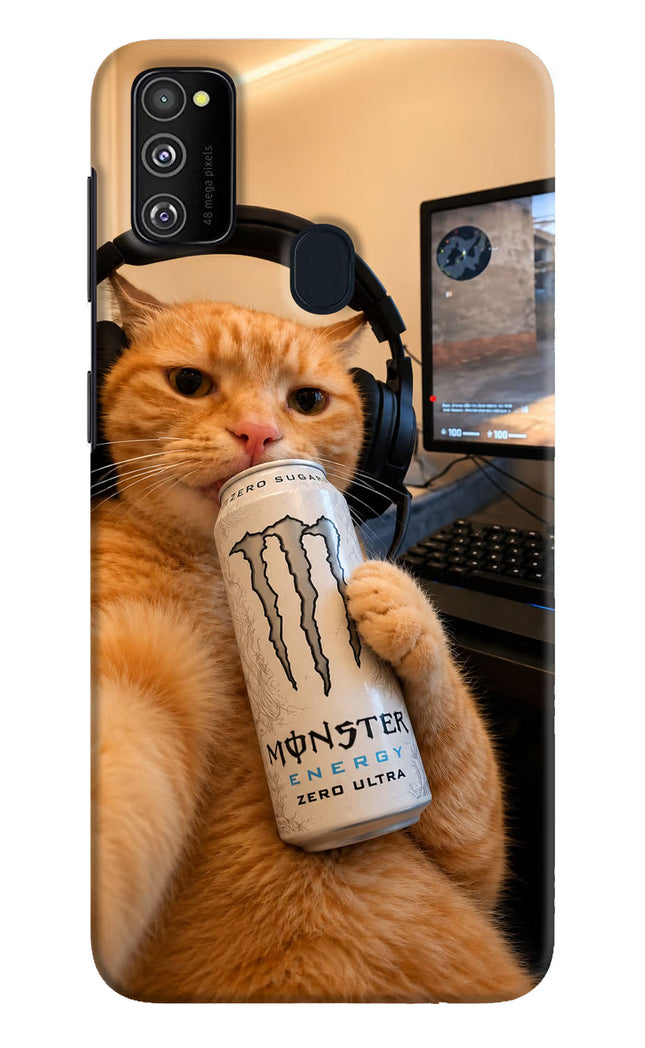 Gamer Cat Energy Samsung M30s Hard Case Back Cover by Casekaro
