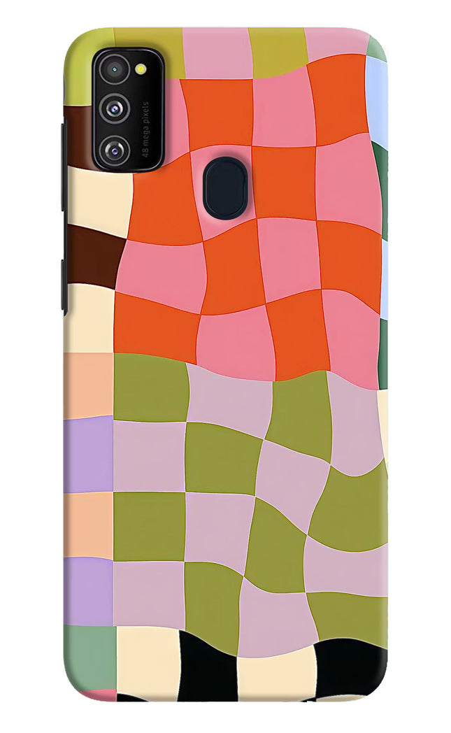 Wavy Grid Samsung M30s Hard Case Back Cover by Casekaro