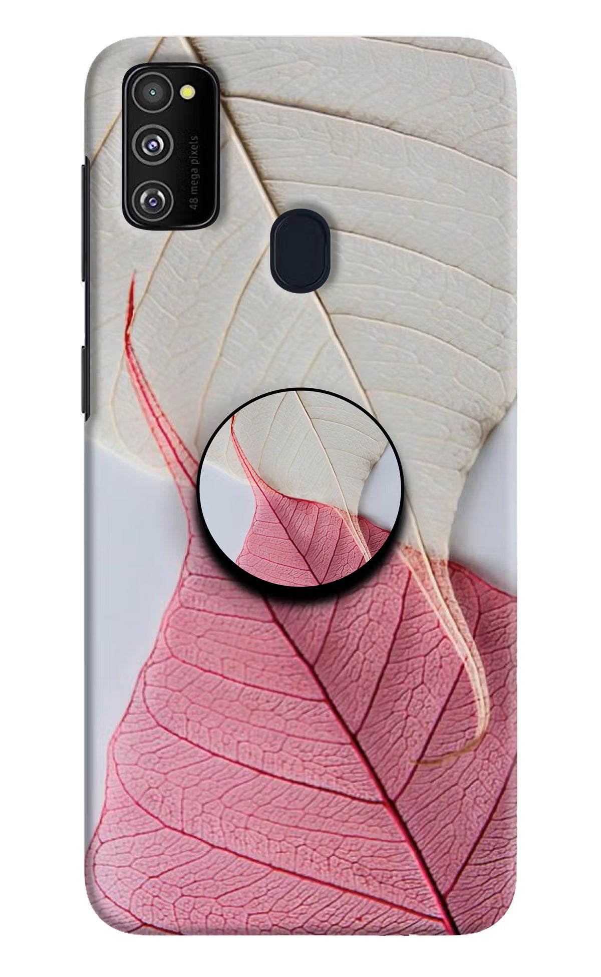 White Pink Leaf Samsung M30s Pop Case by Casekaro