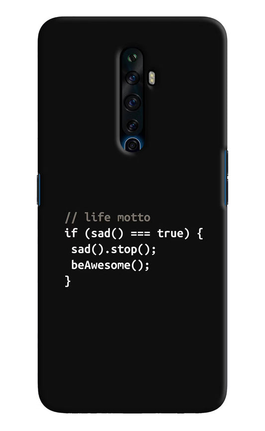 Life Motto Code Oppo Reno2 Z Hard Case Back Cover by Casekaro