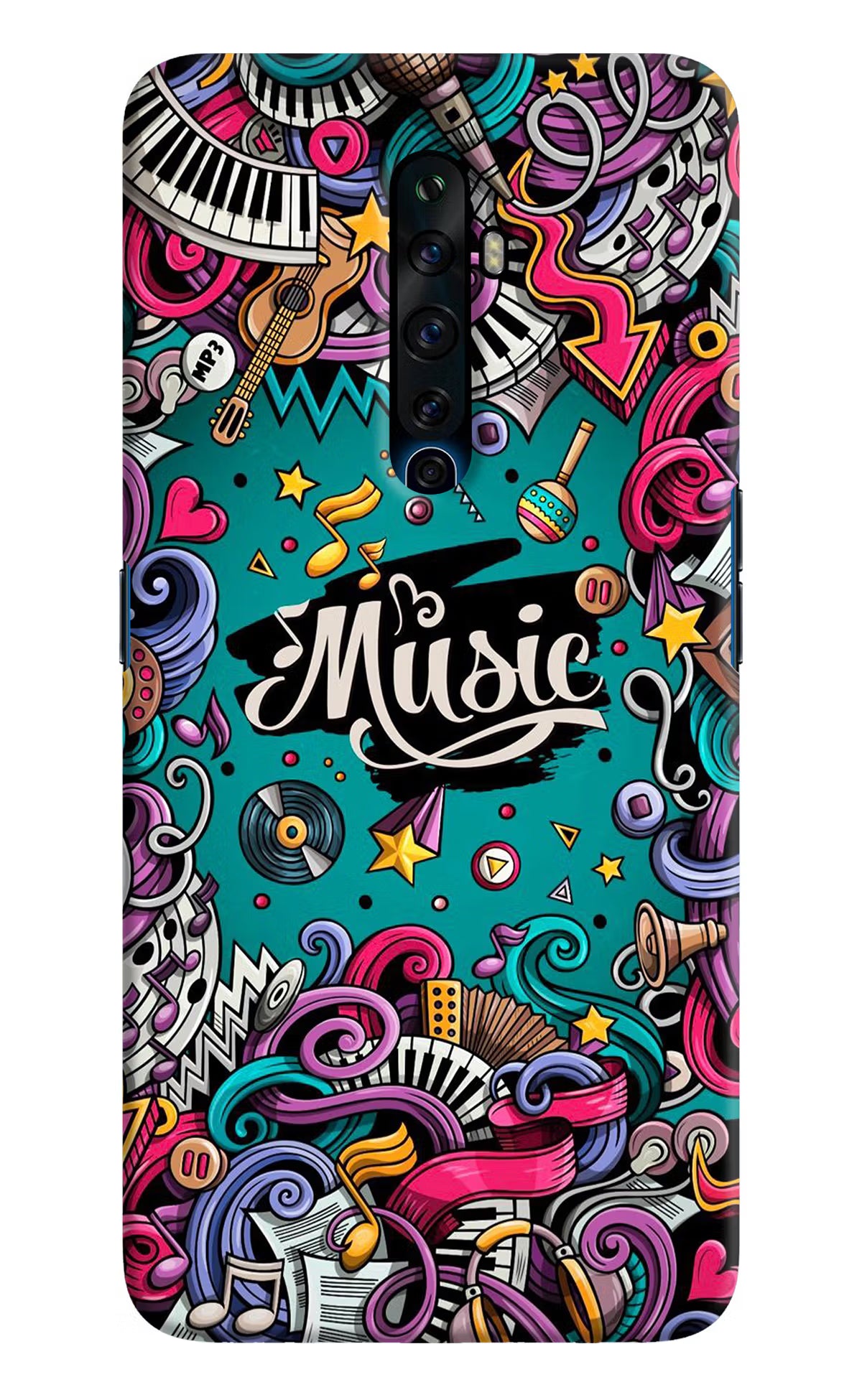Music Graffiti Oppo Reno2 Z Hard Case Back Cover by Casekaro
