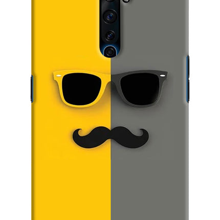 Sunglasses with Mustache Oppo Reno2 Z Hard Case Back Cover by Casekaro