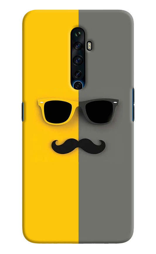 Sunglasses with Mustache Oppo Reno2 Z Hard Case Back Cover by Casekaro