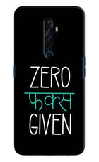 Zero Fucks Given Oppo Reno2 Z Hard Case Back Cover by Casekaro