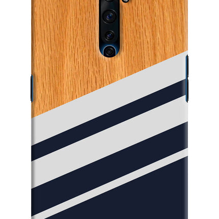Blue and white wooden Oppo Reno2 Z Hard Case Back Cover by Casekaro