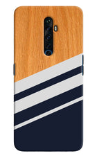 Blue and white wooden Oppo Reno2 Z Hard Case Back Cover by Casekaro