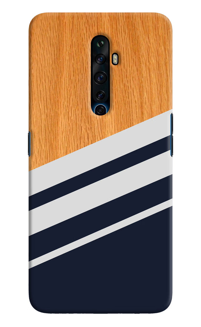 Blue and white wooden Oppo Reno2 Z Hard Case Back Cover by Casekaro