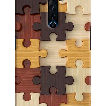 Wooden Puzzle Oppo Reno2 Z Hard Case Back Cover by Casekaro