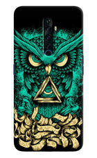 Green Owl Oppo Reno2 Z Hard Case Back Cover by Casekaro