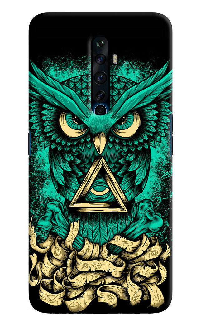 Green Owl Oppo Reno2 Z Hard Case Back Cover by Casekaro