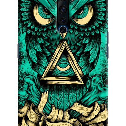 Green Owl Oppo Reno2 Z Hard Case Back Cover by Casekaro