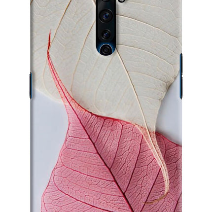 White Pink Leaf Oppo Reno2 Z Hard Case Back Cover by Casekaro