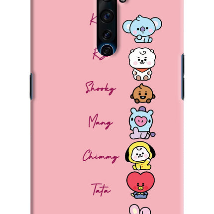 BTS names Oppo Reno2 Z Hard Case Back Cover by Casekaro