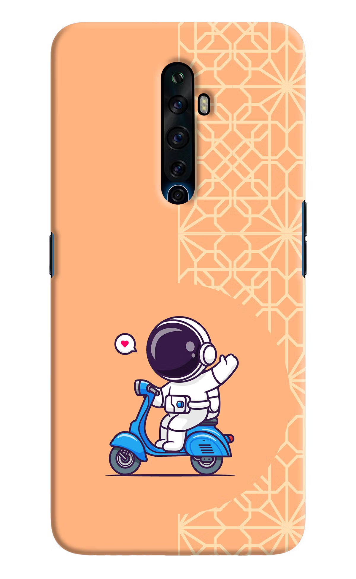 Cute Astronaut Riding Oppo Reno2 Z Hard Case Back Cover by Casekaro