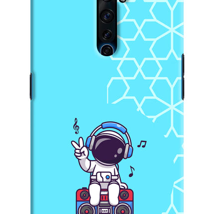 Cute Astronaut Chilling Oppo Reno2 Z Hard Case Back Cover by Casekaro