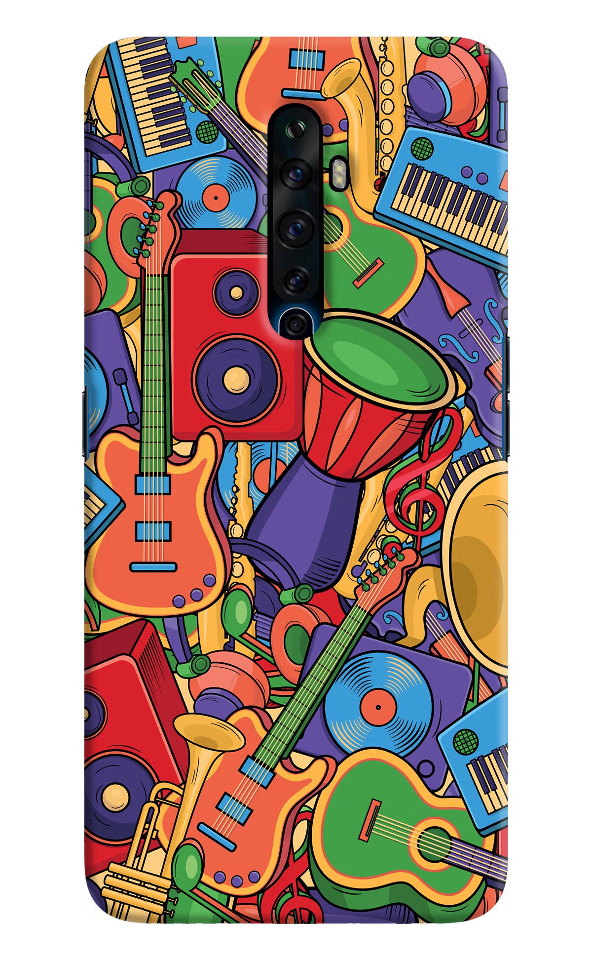 Music Instrument Doodle Oppo Reno2 Z Hard Case Back Cover by Casekaro