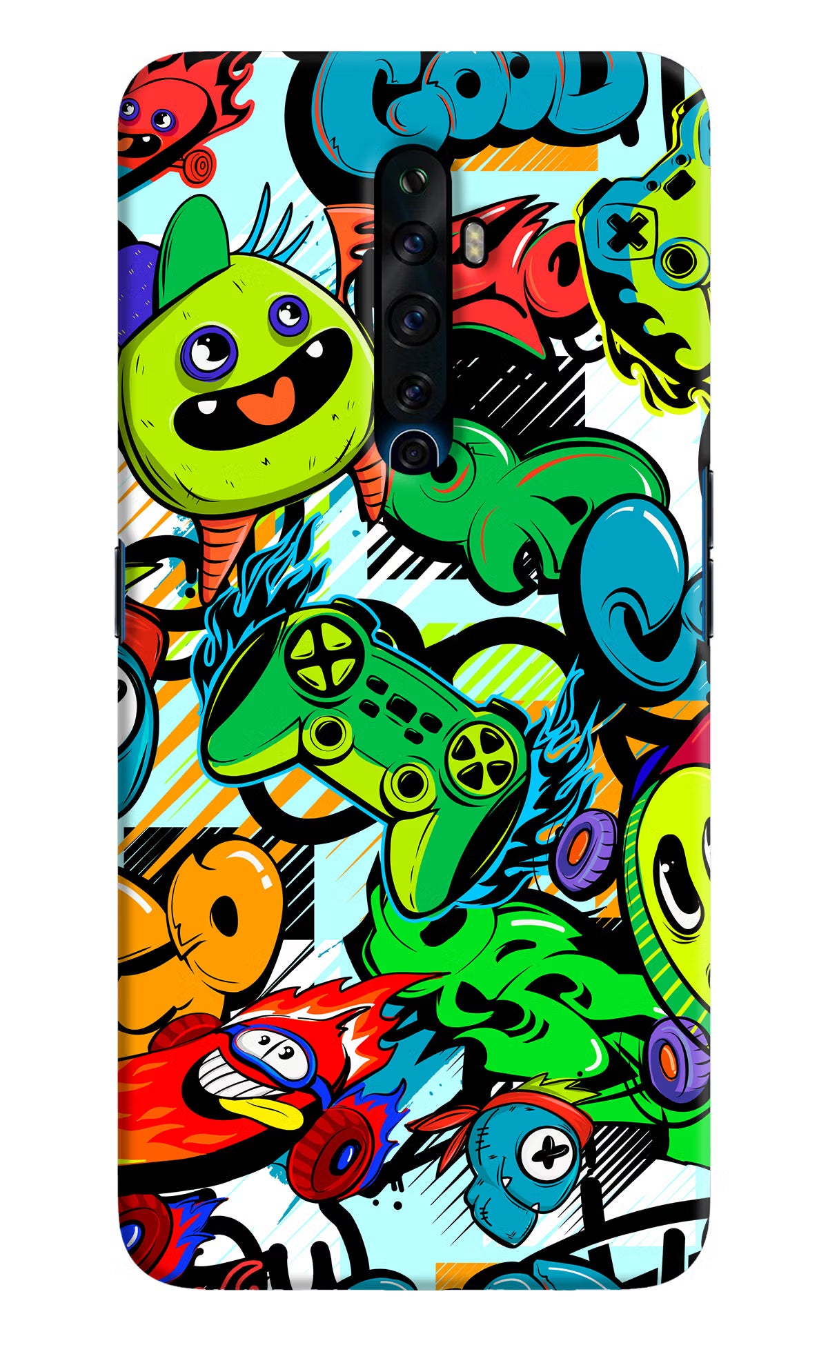 Game Doodle Oppo Reno2 Z Hard Case Back Cover by Casekaro