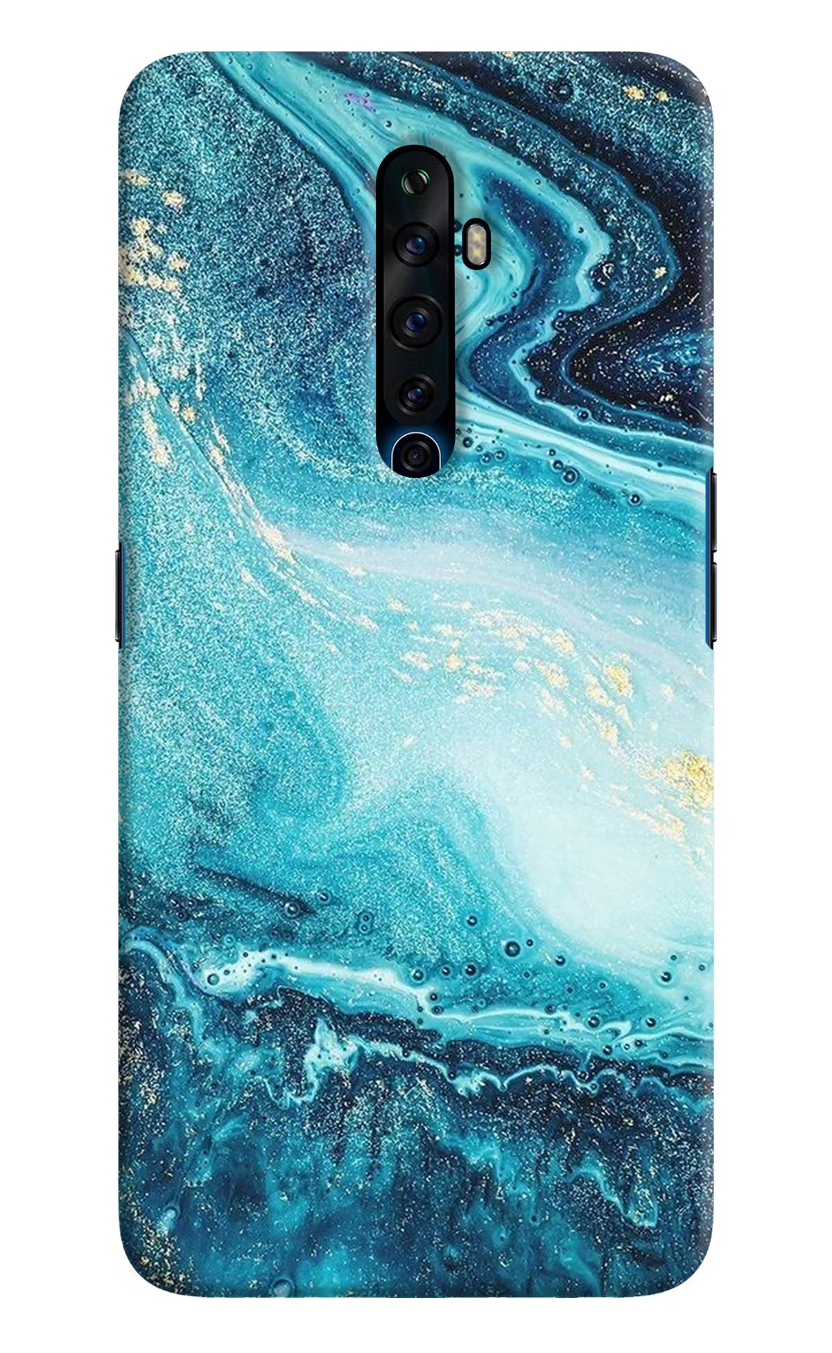 Blue Glitter Marble Oppo Reno2 Z Hard Case Back Cover by Casekaro