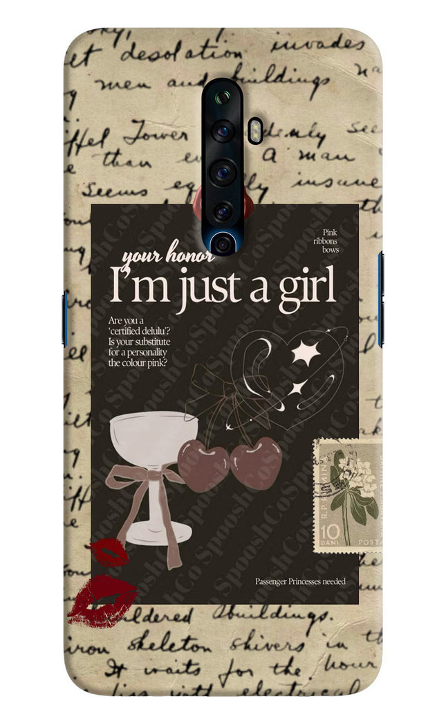 I am just a girl Oppo Reno2 Z Hard Case Back Cover by Casekaro