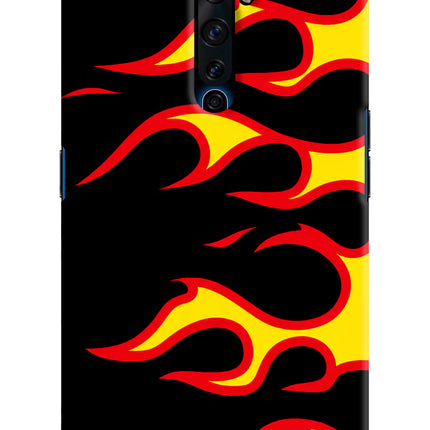 Side Sweep Flames Oppo Reno2 Z Hard Case Back Cover by Casekaro